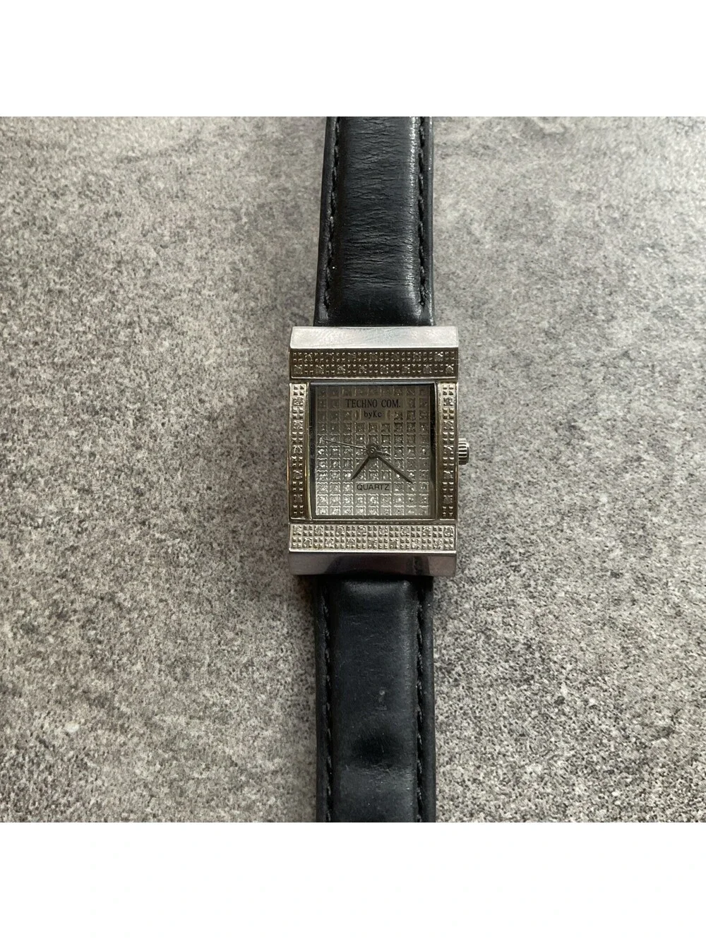 Techno Com By Kc Womens Diamond Tank Style Watch 22mm Silver Tone Case B-I